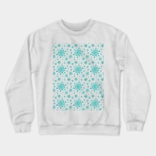 White & Teal Green Pretty Winter Snowflake Pattern Crewneck Sweatshirt